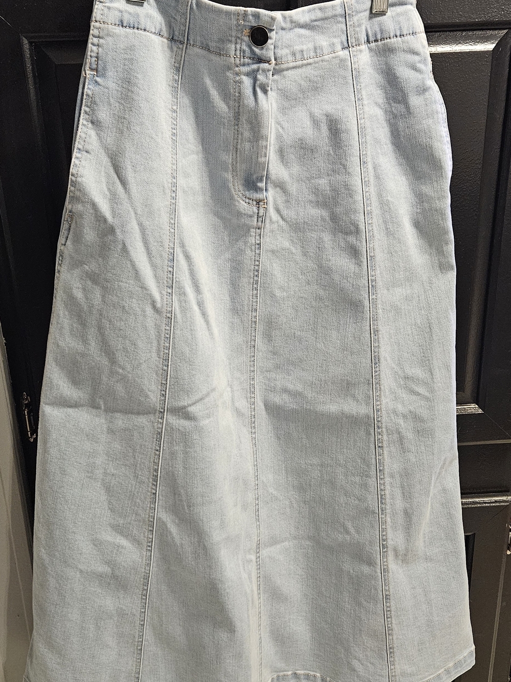 Belle Vere Light Wash Denim Maxi Skirt - Classic Panel Seams Size XS